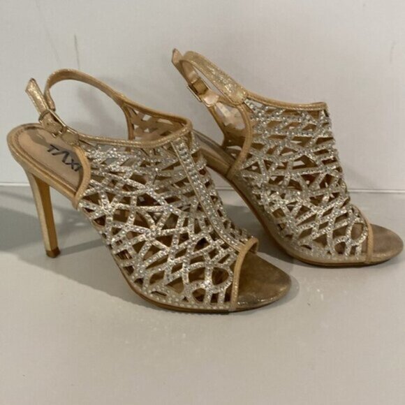 Taxi Savannah Gold Cage Strap Shoes SZ 37 - Picture 12 of 13